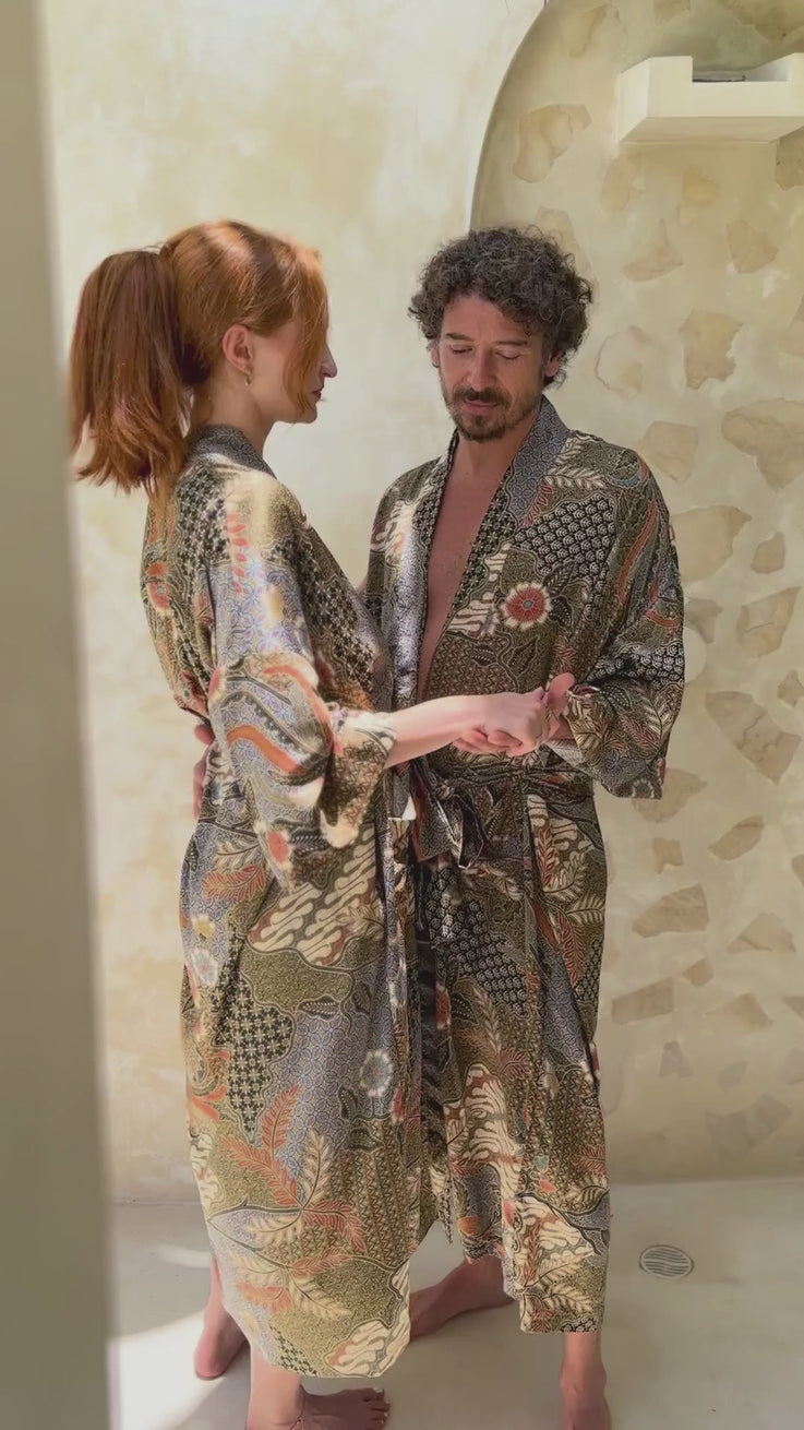 'BATIK HARMONY' Silk Kimono Robe for Men