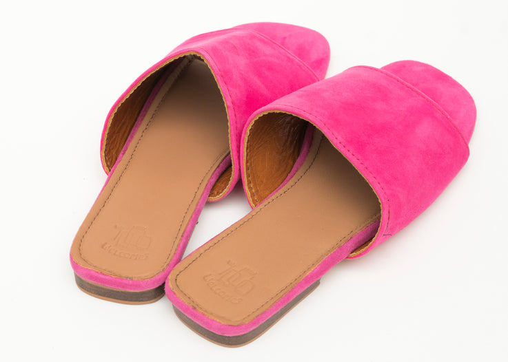 Hot Pink Suede Open Toe Moroccan Sandals