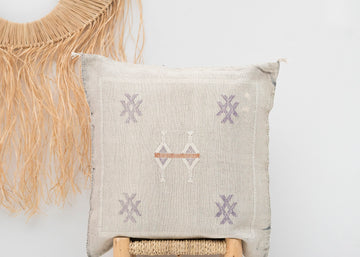 Light Gray Moroccan Cactus Silk Pillow