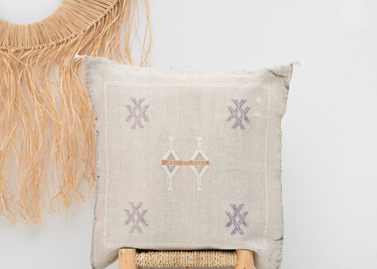 Light Gray Moroccan Cactus Silk Pillow