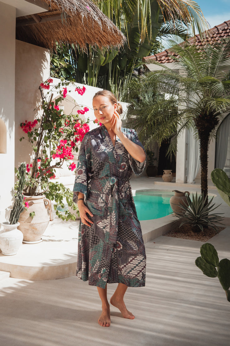 Unisex Satin Kimono Robe Handmade in Bali