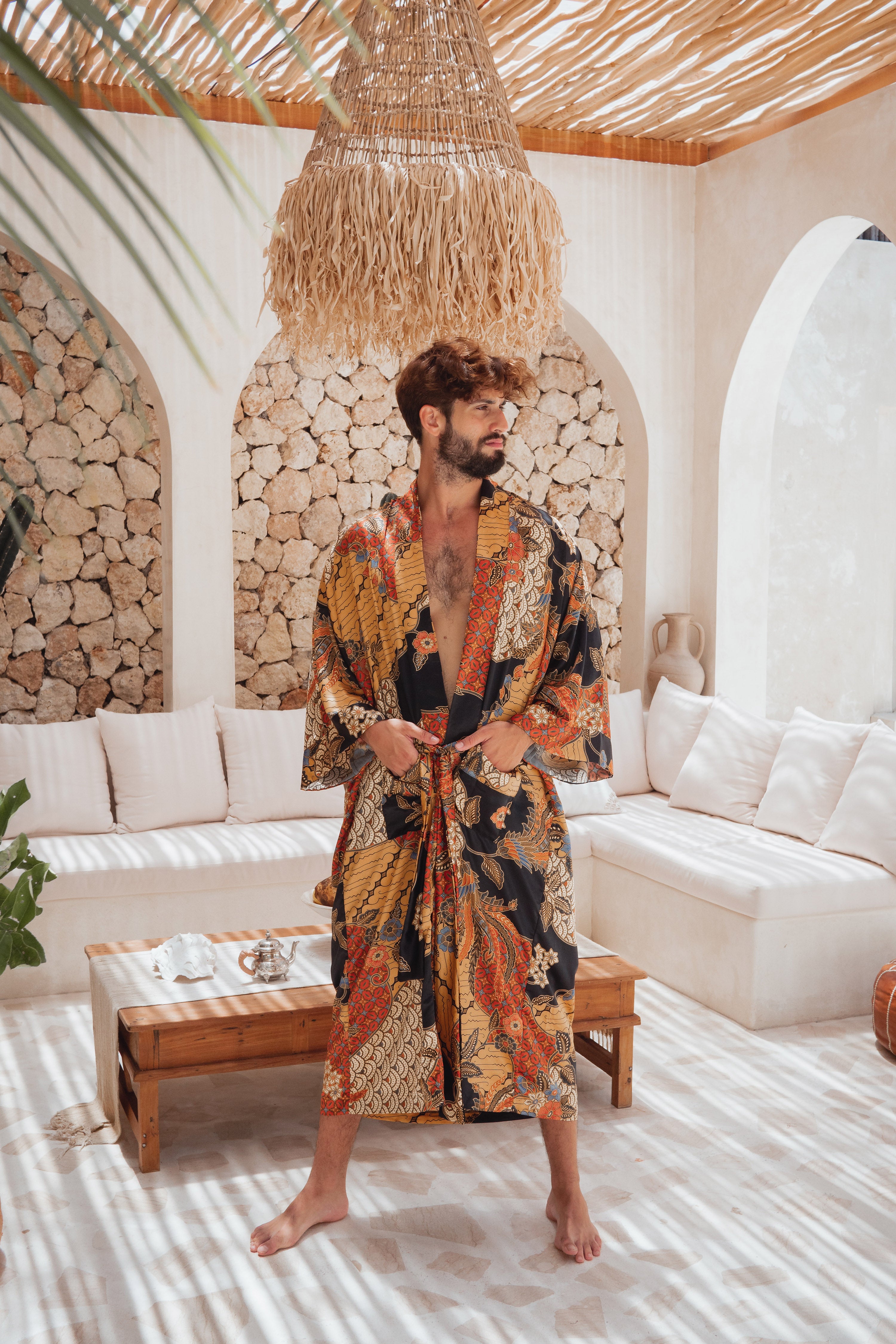 BALI LOVE STORY Silk Kimono Robe for Man I Anniversary Gift for Husband –  1000welcomes