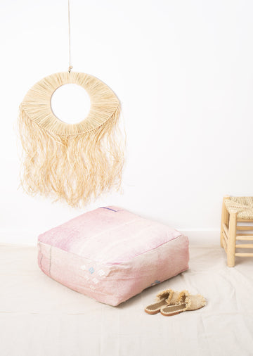 Pink Cactus Silk Floor Pillow - Moroccan Pouf