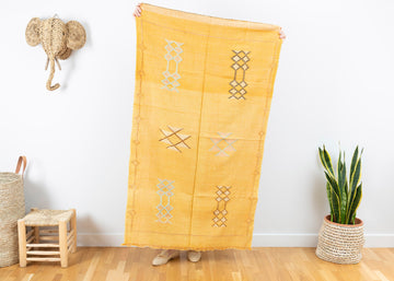 Yellow Moroccan Cactus Silk Rug