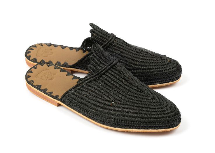 moroccan black raffia sandals