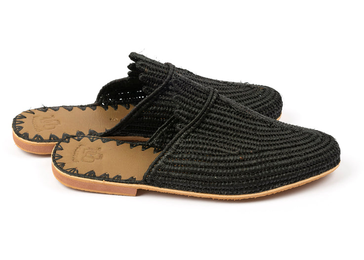 moroccan black raffia sandals