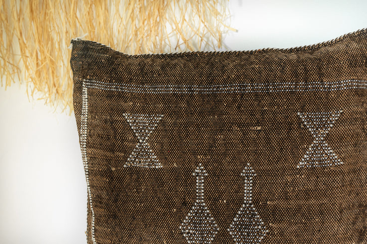 Brown Moroccan Cactus Silk Pillow