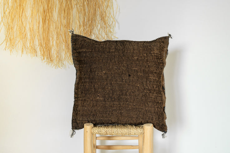 Brown Moroccan Cactus Silk Pillow