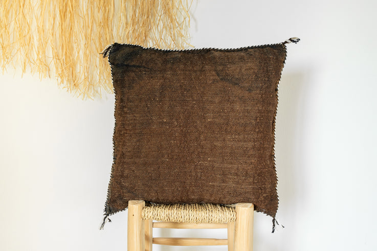 Brown Moroccan Cactus Silk Pillow