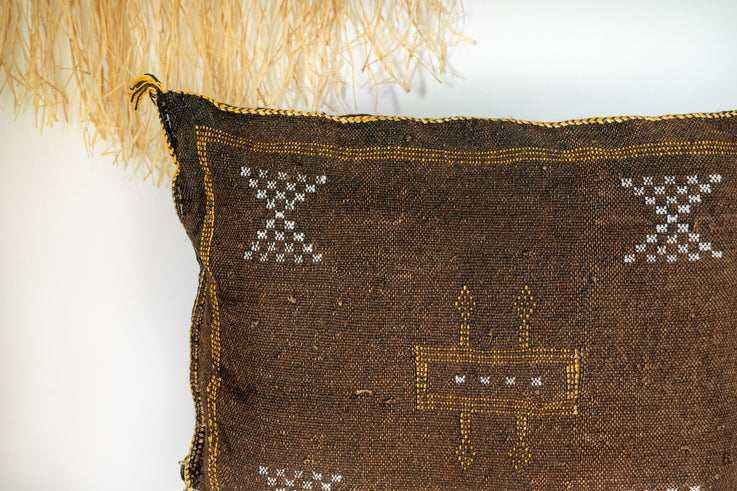 Brown Moroccan Cactus Silk Pillow