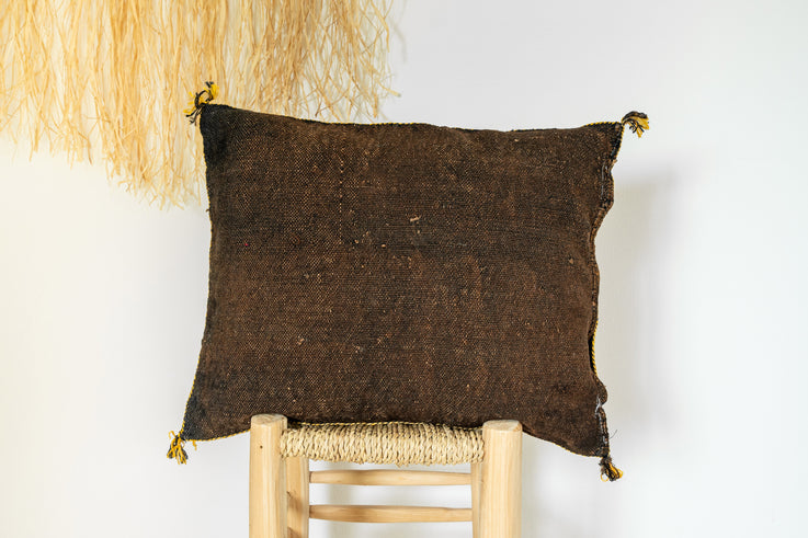 Brown Moroccan Cactus Silk Pillow