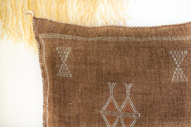 Brown Moroccan Cactus Silk Pillow