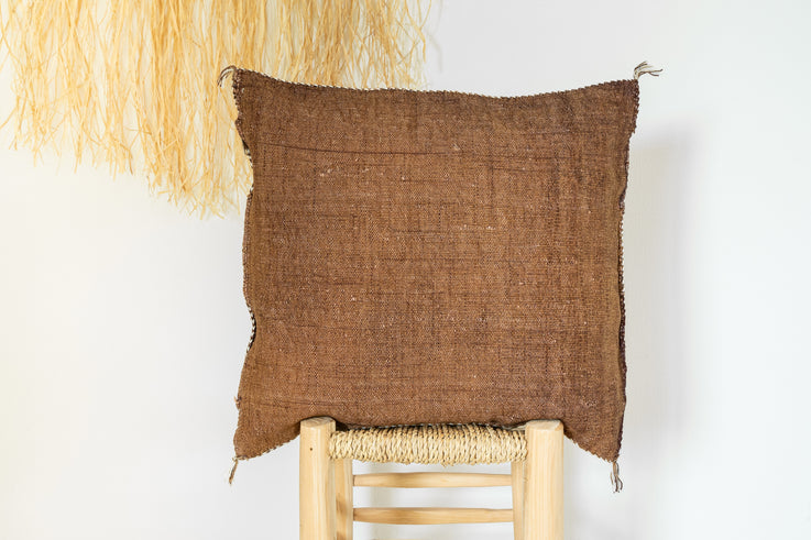 Brown Moroccan Cactus Silk Pillow