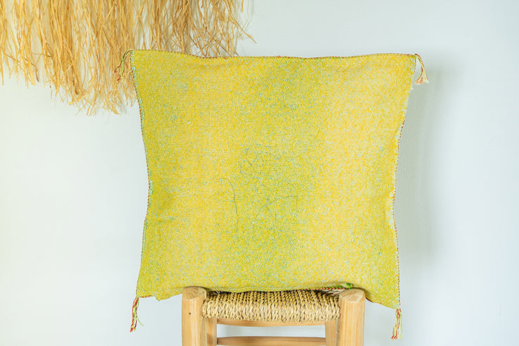 Citrus Green Moroccan Cactus Silk Pillow