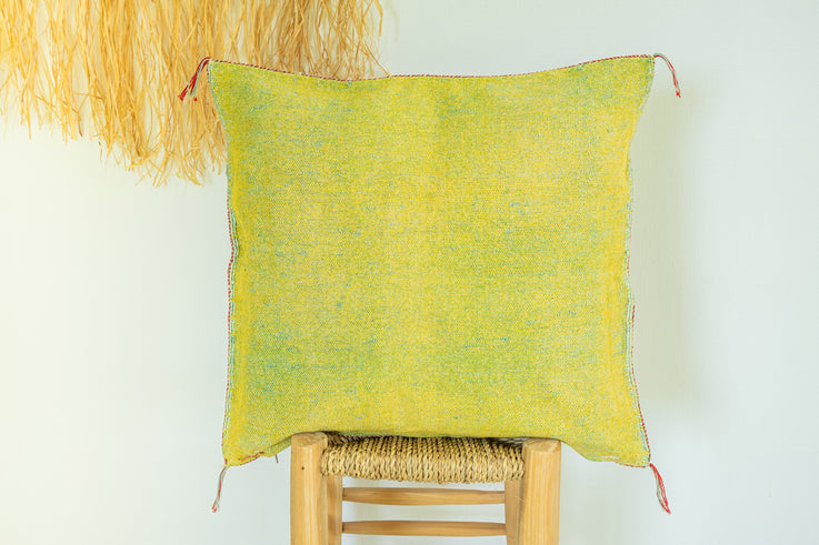 Citrus Green Moroccan Cactus Silk Pillow