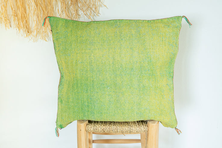 Citrus Green Moroccan Cactus Silk Pillow 