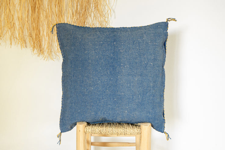 Dark Blue Moroccan Cactus Silk Pillow