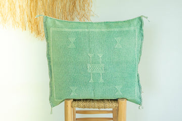 Green Moroccan Cactus Silk Pillow