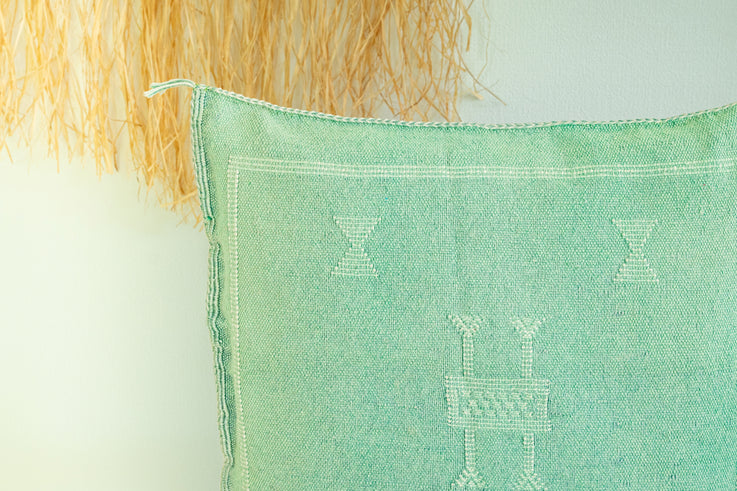 Green Moroccan Cactus Silk Pillow