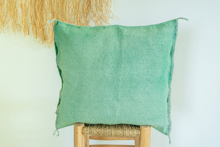 Green Moroccan Cactus Silk Pillow