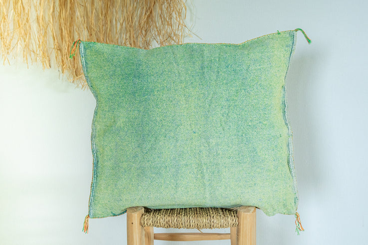 Green Moroccan Cactus Silk Pillow