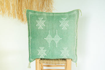 Green Moroccan Cactus Silk Pillow 