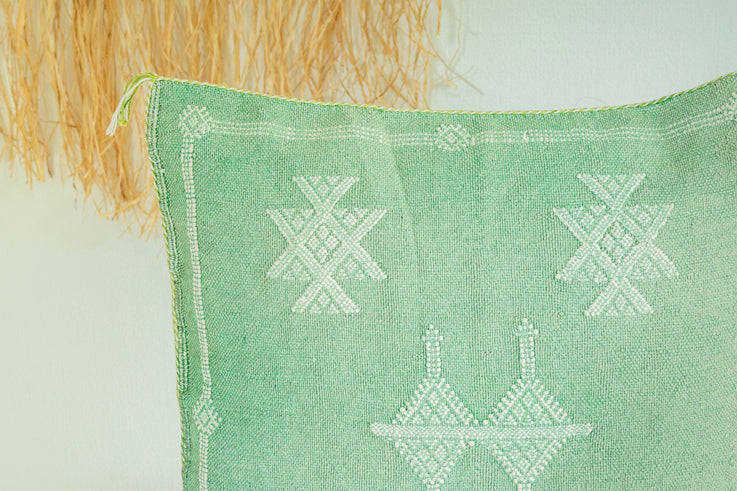 Green Moroccan Cactus Silk Pillow 