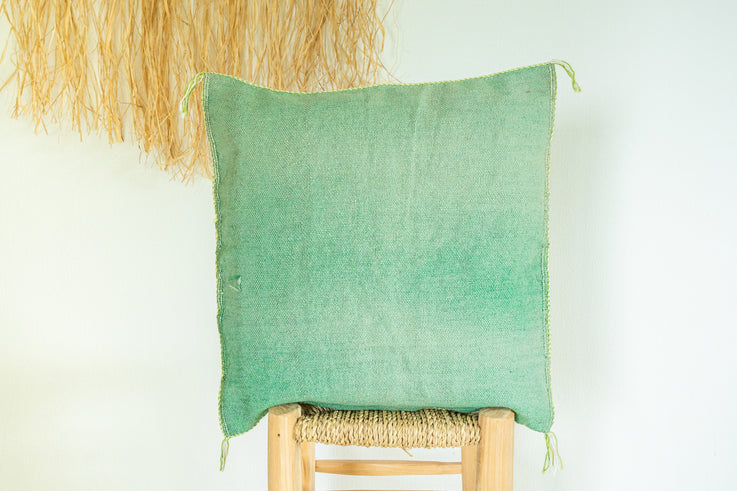 Green Moroccan Cactus Silk Pillow 