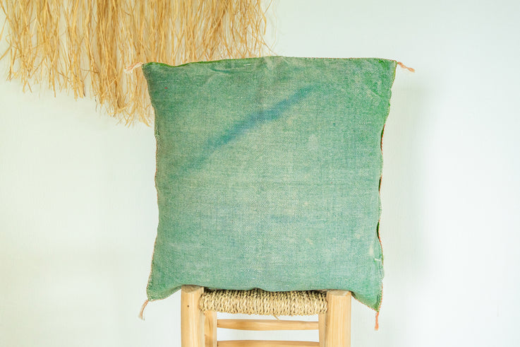 Green Moroccan Cactus Silk Pillow 