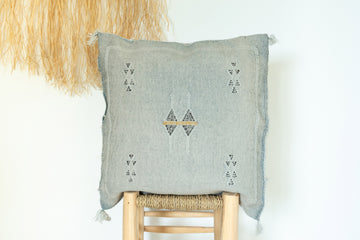 Gray Moroccan Cactus Silk Pillow