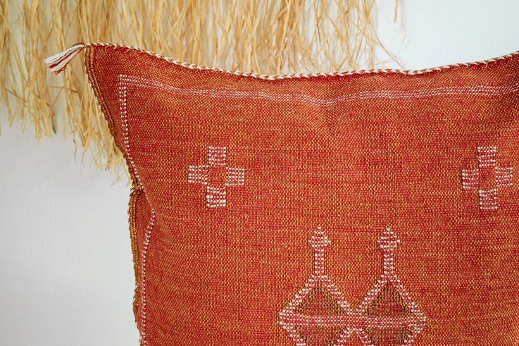 Orange Moroccan Cactus Silk Pillow