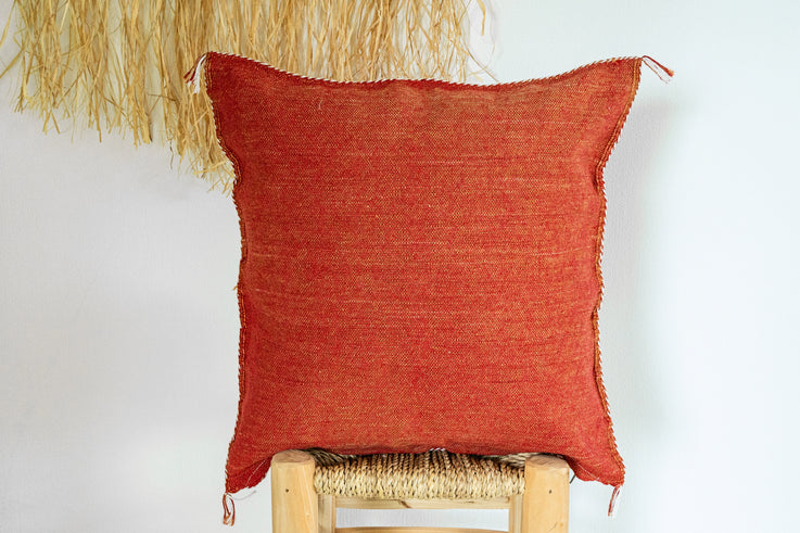 Orange Moroccan Cactus Silk Pillow