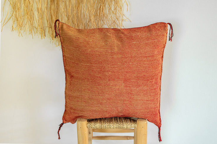 Orange Moroccan Cactus Silk Pillow 