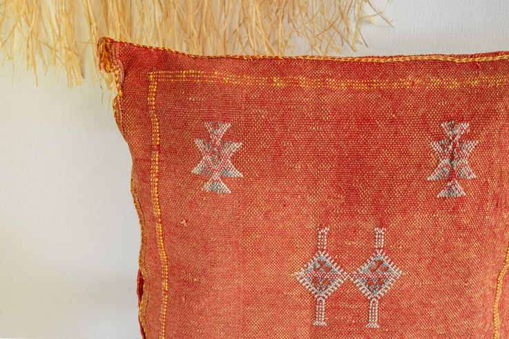 Orange Moroccan Cactus Silk Pillow