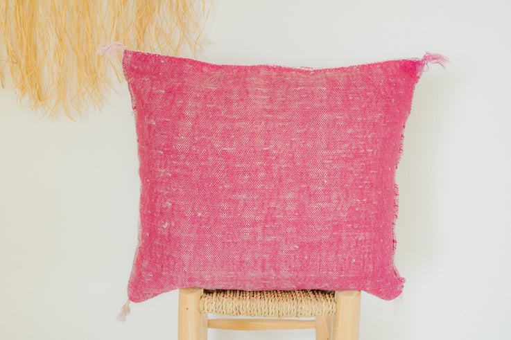 Pink Moroccan Cactus Silk Pillow