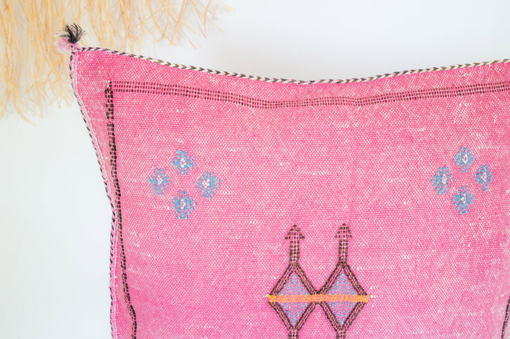 Pink Moroccan Cactus Silk Pillow