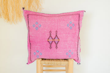 Pink Moroccan Cactus Silk Pillow