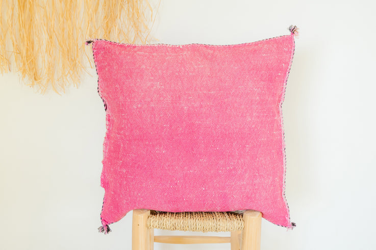 Pink Moroccan Cactus Silk Pillow