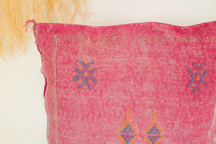 Pink Moroccan Cactus Silk Pillow