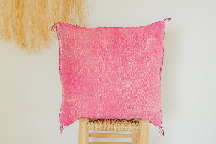 Pink Moroccan Cactus Silk Pillow