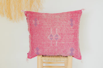 Pink Moroccan Cactus Silk Pillow