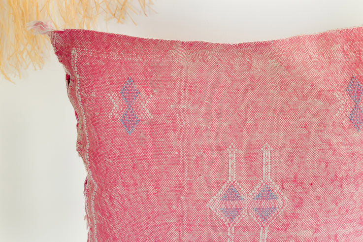 Pink Moroccan Cactus Silk Pillow