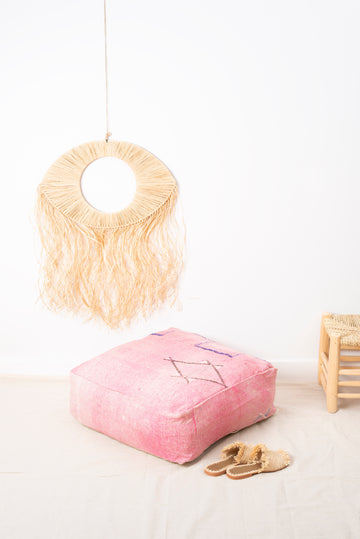 pink moroccan cactus silk pouf floor pillow