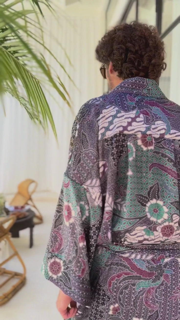a man wearing Silk Kimono Robe Handmade in Bali