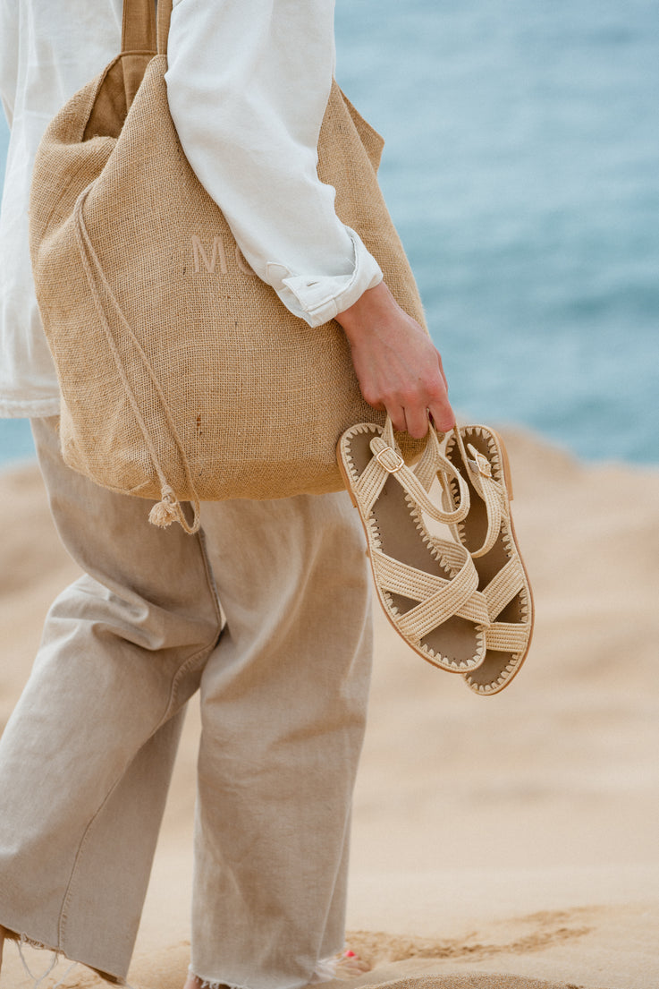 Raffia Ankle Strap Sandals