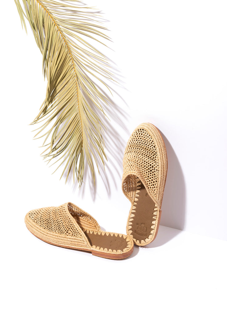 Raffia Slide Sandals moroccan