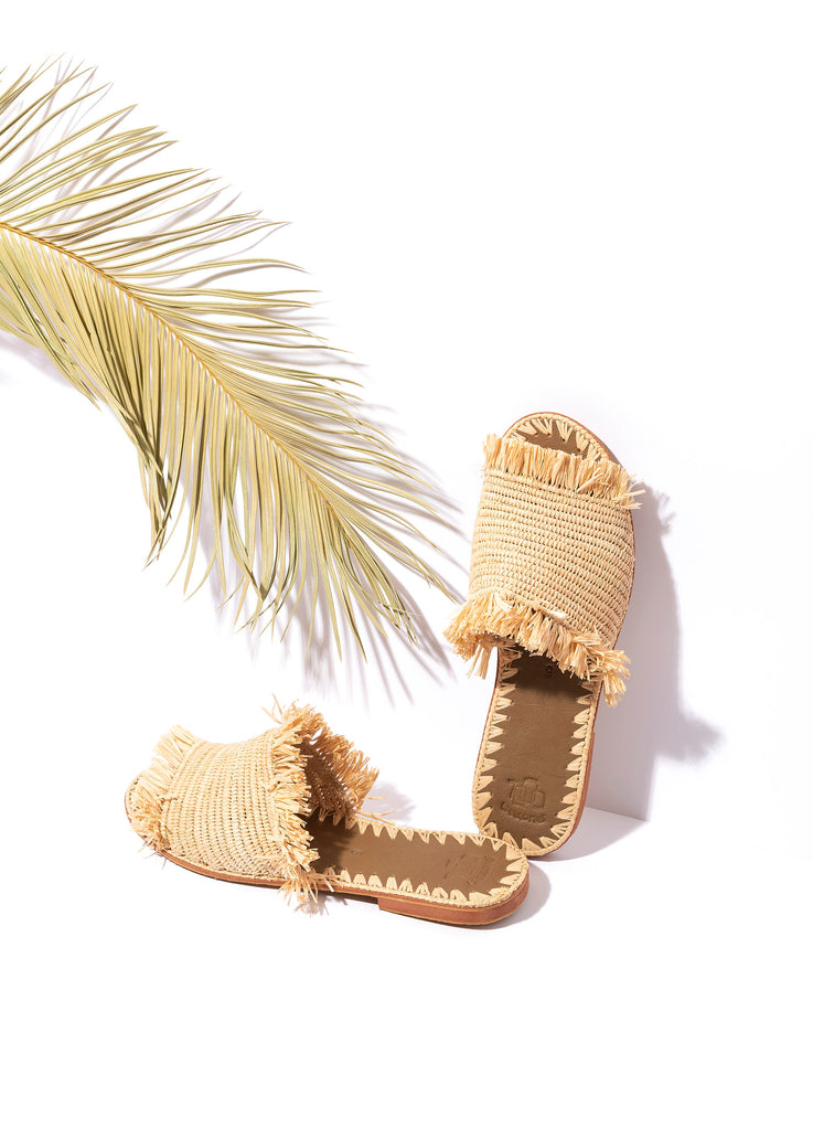 raffia fringed sandals moroccan