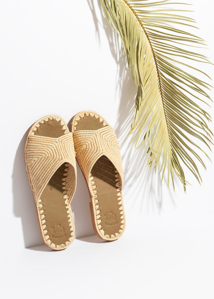 Raffia Sandalen mit offener Spitze 