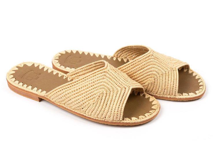 Raffia Sandalen mit offener Spitze 