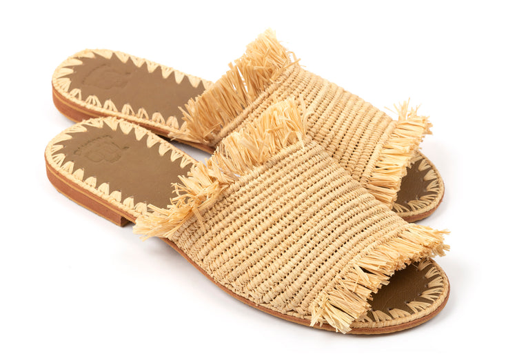 raffia fringed sandals moroccan